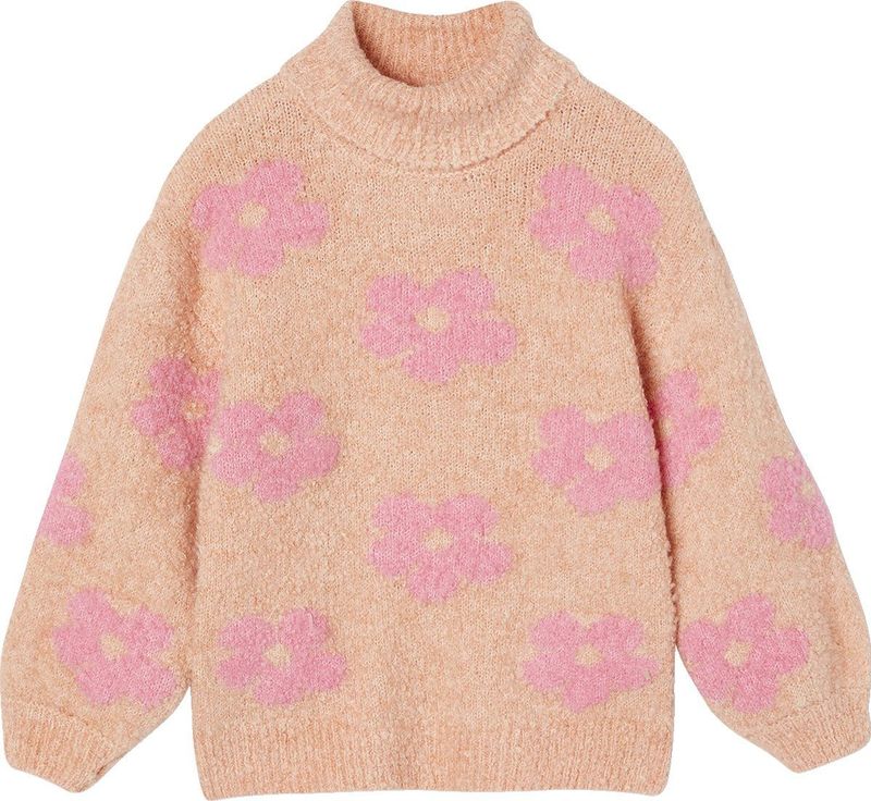 Vertbaudet - Gebreide Maxi Coltrui - Meisjes - Rolkraag - Lange Mouwen