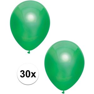 30x Donkergroene metallic ballonnen 30 cm - Feestversiering/decoratie ballonnen donkergroen