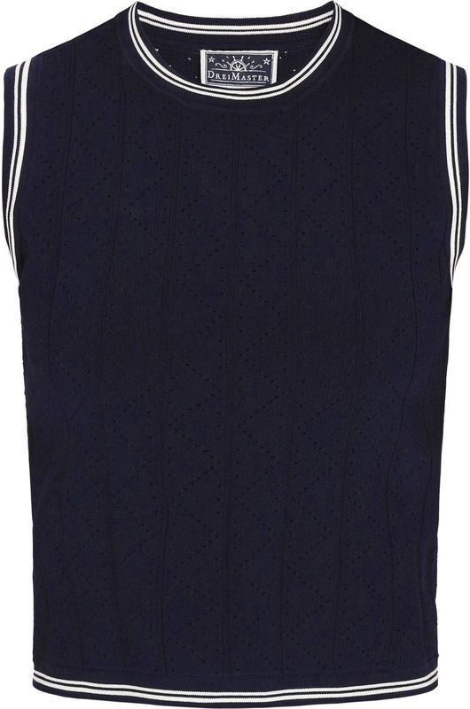 DreiMaster - Nautical Collectie - Mouwloze Top - Geometrisch Ajourpatroon