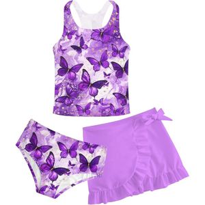 Badpak voor meisjes - Driedelige bikini met zomerrok voor kinderen van 6 tot 12 jaar
