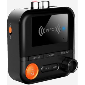 Ferfito Bluetooth 5.2 Audio-ontvanger met NFC & TF-kaartslot – Audio Receiver - Draadloze Muziekadapter met 3D/Rock/Jazz Geluidsmodi, RCA/AUX/Type-C – Voor Oude Versterkers & Stereosystemen