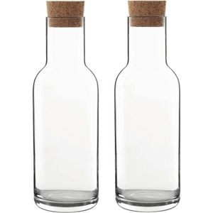 4x Glazen water karaffen met kurken dop van 1 L Sublime- Sapkannen/waterkannen/schenkkannen - luchtdicht - foodsafe