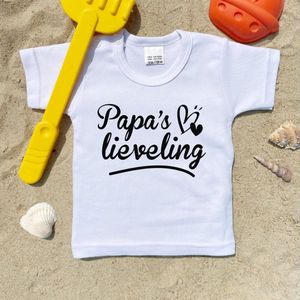 Kinder - t-shirt - Papa's lieveling - maat: 80 - kleur: wit - 1 stuks - papa - vader - kinderkleding - shirt - baby kleding - kinderkleding jongens - kinderkleding meisjes