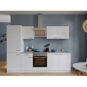 Goedkope keuken 270  cm - complete keuken met apparatuur Malia  - Wit/Wit - soft close - keramische kookplaat  - afzuigkap - oven  - spoelbak