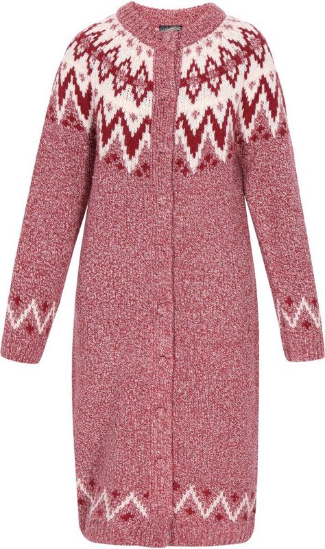 DreiMaster - Vintage - Gebreide Mantel - Bourgogne - Knoopsluiting