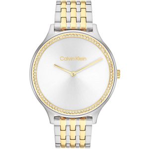 Calvin Klein CK25100002 CK TIMELESS Dames Horloge - Mineraalglas - Staal - Zilverkleurig - 38 mm breed - Quartz - Vouw/Vlindersluiting