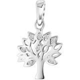 Lucardi Dames Zilveren hanger levensboom met zirkonia - Hanger - 925 Zilver - Zilverkleurig