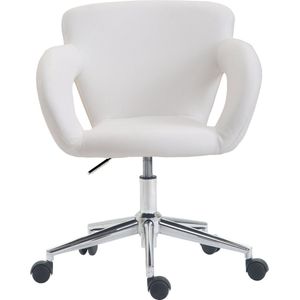 In And OutdoorMatch Bureaustoel Kam - Wit - Kunstleer - Hoogwaardige bekleding - Luxe bureaustoel - Moderne uitstraling