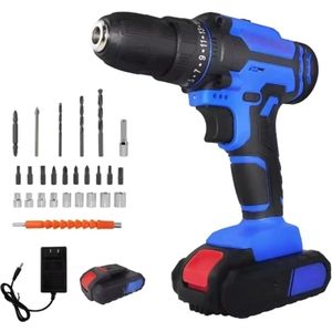 Accuboormachine 21V - Elektrische Schroefboormachine - 1500mAh Accu - 45Nm - 2 Snelheden - 25+1 Koppelstanden