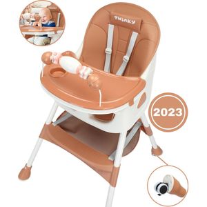 Twinky® Kinderstoel MAXI – 3-in-1 Kinderwagen Set – Bruin – Inklapbare Eetstoel & Baby Wagentje en Babystoel Voor Aan Tafel – Kinderzetel, Peuterstoeltje en Meegroeistoel in 1