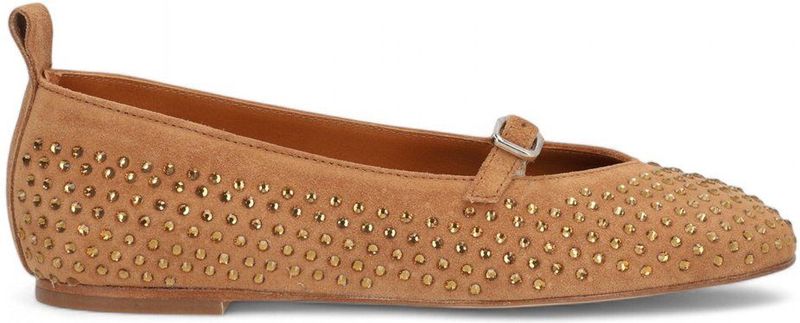Alpe - Liss - Leren Ballerina's - Bruin - Plat - Gesp - Casual