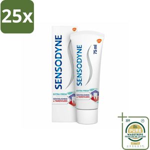 25 x Sensodyne - Tandpasta - Gevoeligheid & Tandvlees - Extra Fresh - 75 ml - Grootverpakking - Gevoelige Tanden - Gezond Tandvlees - Tandpasta - Tandplak - Frisse Adem