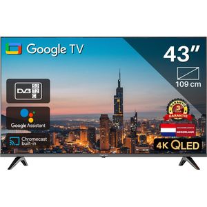 Google Smart TV | TeeView 43 inch QLED TV, 4K Ultra HD Google TV | 3xHDMI 2x USB | Ci+ | Triple Tuner DVB-T/T2/S/S2/C | Frameless Design | in Eindhoven geassembleerd | TV43QQG-EU