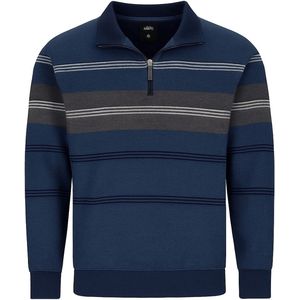 Hajo - Heren sweater met rits - blauw gestreept - Maat 4XL