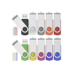 USB-sticks 16 GB bulkpakket met 10 draagbare pendrive 16 GB USB 2.0-geheugensticks Draaibare multipack gegevensopslag, meerkleurige datastick met veelkleurige lanyards van FEBNISCTE