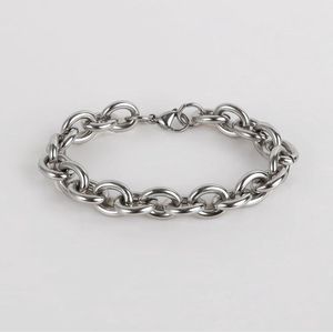 Sliver Kettingen Armbanden Voor Vrouwen Mannen Rvs Cubaanse Link Manchet Polsband Geschenken - Paar