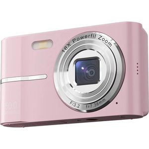 Compact Camera - Compactcamera's - Compact Camera Fototoestel - 50MP - Roze - Inclusief 64GB Opslagkaart