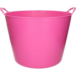 Flexibele kuip emmer/wasmand rond roze 40 liter - Opbergmanden