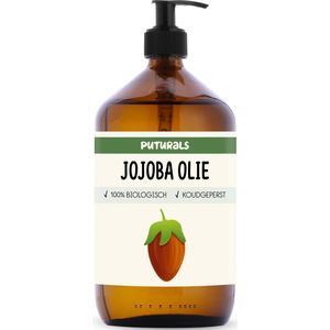 Puturals - Jojoba Olie - 100% Biologisch - 1000ml - Koudgeperst - Bruine Glazen Fles