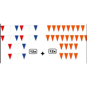 24x Vlaggenlijn Hollands 10 meter - Holland oranje feest festival thema feest party