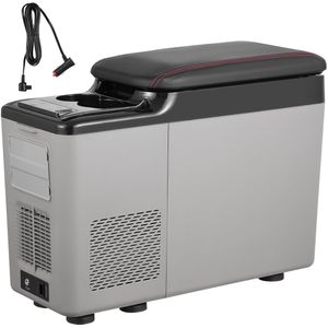 Autokoelkast, 12 volt draagbare koelkast met armsteun voor in de auto, 15 liter vriezer met één zone, -4℉-68℉ verstelbaar, 12/24 V DC & 100-240 V AC compressor koelbox voor buitenavonturen en kamperen