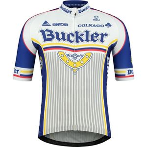 Retro Buckler fietsshirt met korte mouwen en korte rits-S