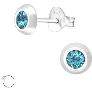 Aramat jewels ® - Oorstekers sterling zilver 5mm swarovski elements kristal indicolite blauw