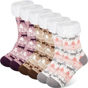 3 Paar - sokken - Warme Fuzzy Fleece Sokken - antislip sokken - Huissokken Dames - sokken dames - Warme Winter Sokken - Fluffy Sokken - Slaapsokken - Huissokken - Kousen - warm houden - Pluche en comfortabel - dikke pluche sokken - middenbuis sokken