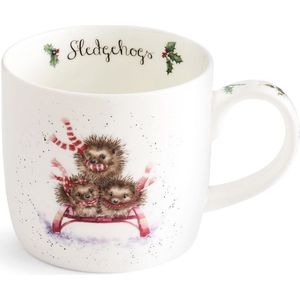 Wrendale Kerst Mok - 'Sledgehogs' hedgehog mug - Royal Worcester - Mokken Egels - Wrendale Designs Mugs - Egel