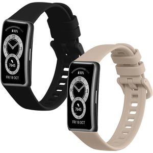 kwmobile 2x horlogebandjes geschikt voor Huawei Band 9 / Band 8 bandje - Smartwatch bandjes van TPU - Activity tracker horloge band in zwart / beige