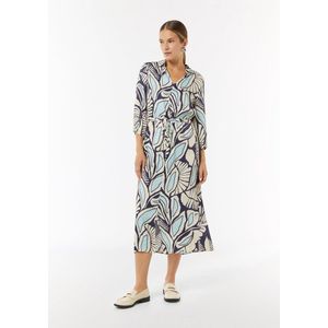 comma - Midi-overhemdjurk - Viscose - Met V-hals en 3/4 mouwen