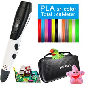 3D-penset 3D-pen + benodigdheden, 3D-pen met LCD-scherm + 12 kleuren 3D-benodigdheden, doe-het-zelfcadeau Geschikt voor beginners