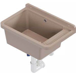 QLS Gootsteen 50x34 cm van Kunststof met Sifon Beige Garage Werkplaats 11120