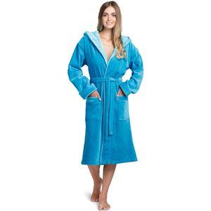 Ibenzoa® Luxueuze Damesbadjas van Hoogwaardige Katoen Velours met Capuchon en Oeko-Tex Certificering
