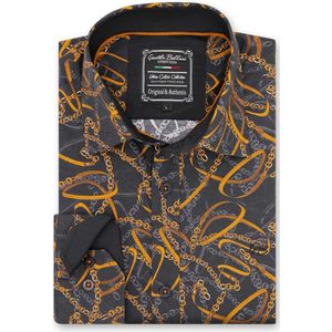 Heren Overhemd - Slim Fit - High Society - Zwart - Maat S