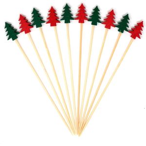 Sander Shop 100 stuks kerstboomcocktailprikkers, fruit, hamburger, tandenstokers, cupcaketoppers, sandwichvoorgerecht, decoratieve spiesjes, drankgarnering, kerst, verjaardagsfeestdecoratie, stokjes - 2 kleuren
