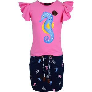 S&C Setje Zeepaard blauw Kids & Kind Meisjes Blauw/Roze - Maat: 134/140