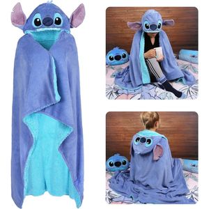 STITCH Disney Warme, blauwe cape Deken met Capuchon 120x150 cm