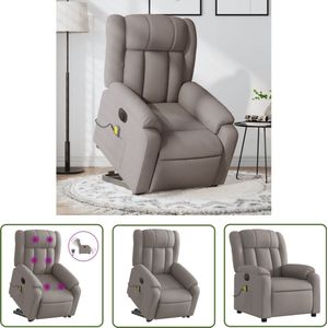 vidaXL Massageruimte - Elektrische Sta-op-stoel - Sta-op-massagestoel elektrisch verstelbaar stof taupe - Lounge Stoel - Relaxfauteuil - Fauteuils