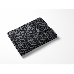 Linnick Flanel Fleece Deken Leopard - black/white - 140x200cm - Plaid