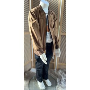 luxe jongens kostuum-kinderpak- kledingset- 3 delige set - camel bruine vest, kunstsuède jack, zwarte jeans broek, bedrukte t-shirt, bruidsjonkers-bruiloft-feest-verjaardag-fotoshoot- 3 jaar maat 98
