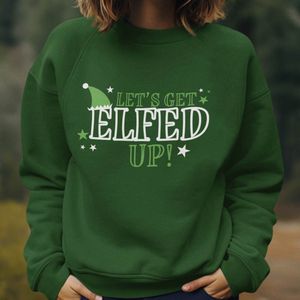 Dames Foute Kerst Trui Groen Let's Get Elfed Up XS