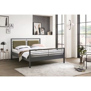 Bed Box Wonen - Manhattan Avelina metalen bed - Antraciet - 140x210