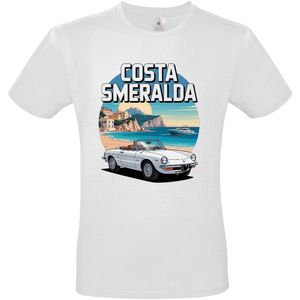 Unisex T-Shirt - COSTA SMERALDA - Kleur wit - Maat S - is voor iedereen die in luxe jachten wil varen