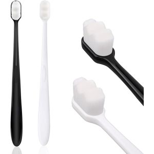 Zachte tandenborstel - 2 stuks Ultrazachte micro-nano tandenborstel - Voor gevoelig tandvlees - Met 20.000 zachte steriele vezels - Voor gevoelige tanden (zwart + wit)
