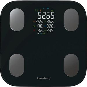 Klausberg 7854 - Slimme Bluetooth Personenweegschaal met Lichaamsanalyse – Gewicht, BMI, Vetpercentage, Spiermassa, Kleurendisplay - Zwart