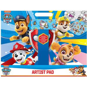 Paw Patrol Artist pad- Stationery - Papetterie- 40 Colour in Posters + 1 sticker Sheet & 3 Chunky Crayons