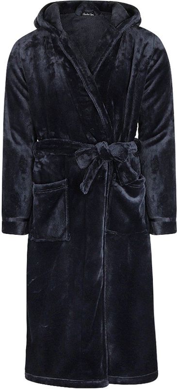 Charlie Choe - Fleece Badjas - Donkerblauw - Met Capuchon