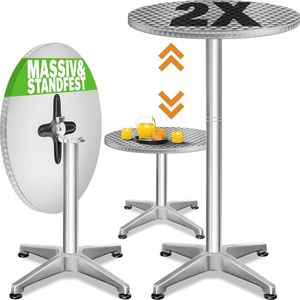 Set van 2 In hoogte Verstelbare Inklapbare Statafels 70cm/115cm voor Tuin of Feesten