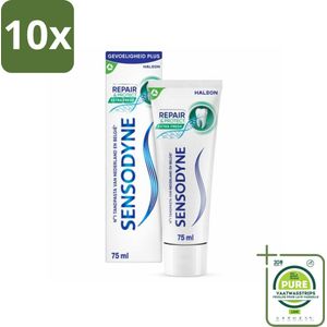 10 x Sensodyne - Tandpasta - Repair & Protect - Extra Fresh - Gevoelige Tanden - 75 ml - Grootverpakking - Gevoelige Tanden - Tandpasta Gevoeligheid - Tanden Beschermen - Herstellende Tandpasta - NovaMin